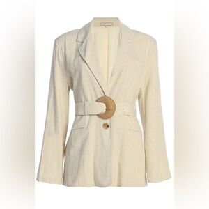 JLUXLABEL Cream Tailored Blazer with Belt‎